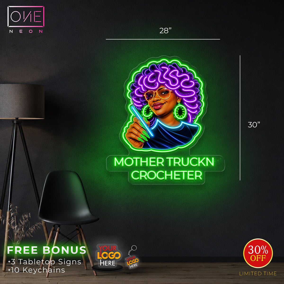 MOTHER TRUCKN CROCHETER | LED Neon Sign