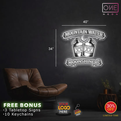 MOUNTAIN WATER MOONSHINERS | LED Neon Sign