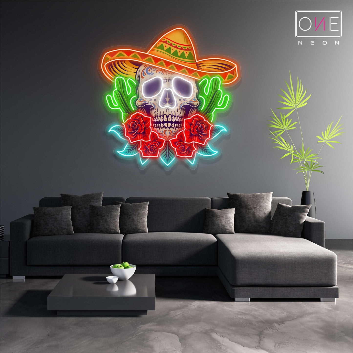 Calavera Skull Sugar Artwork Led Neon Sign