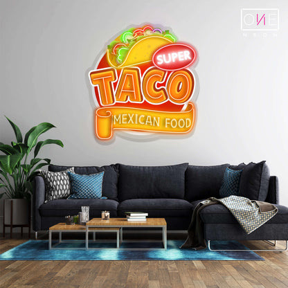 Super Taco Mexican Food Artwork Led Neon Sign