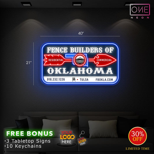 FENCE BUILDERS OF OKLAHOMA | Led Neon Sign (INDOOR)