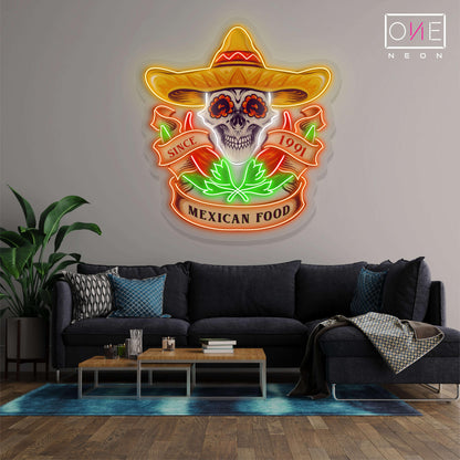 Mexican Food Skull Artwork Led Neon Sign