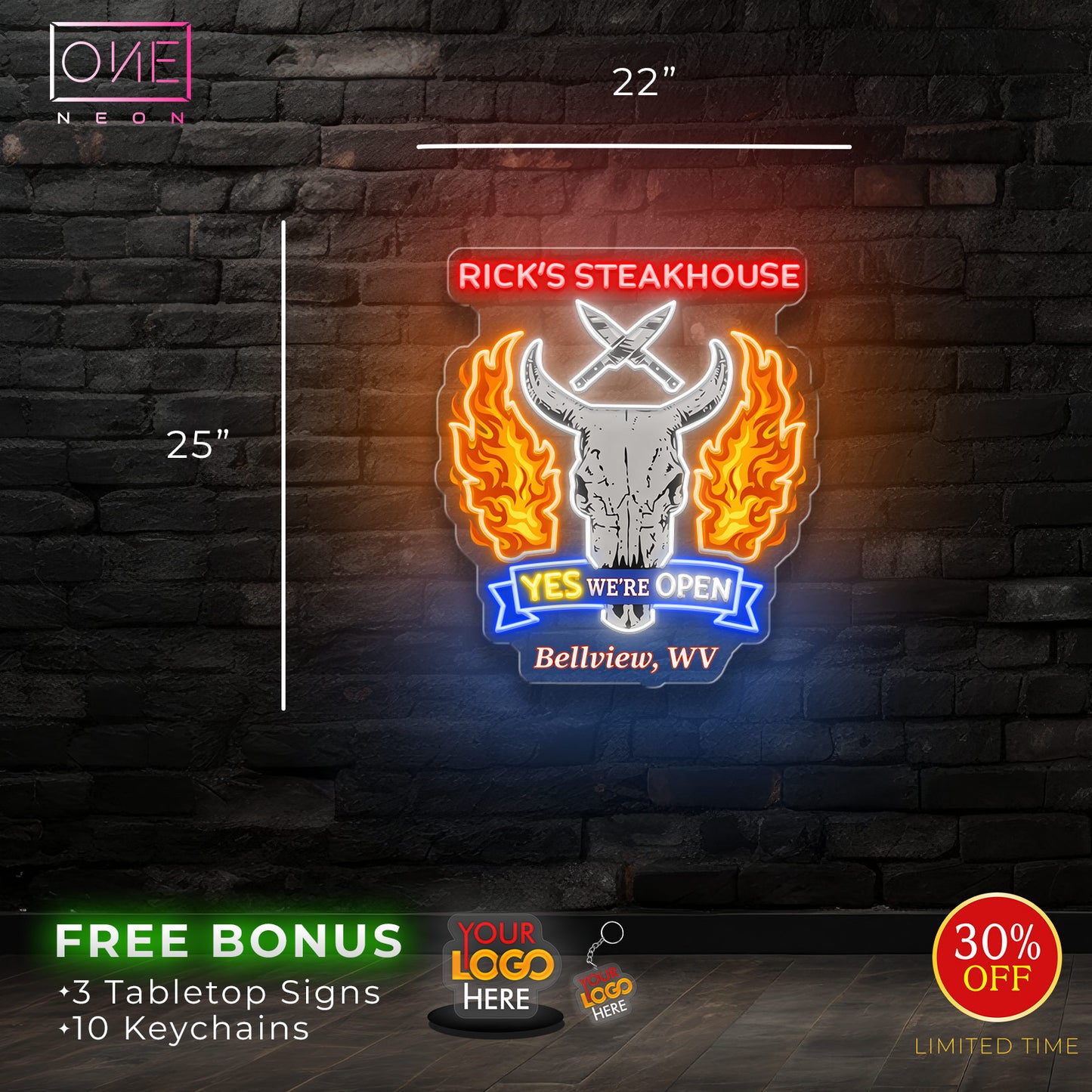 RICK'S STEAKHOUSE| LED Neon Sign