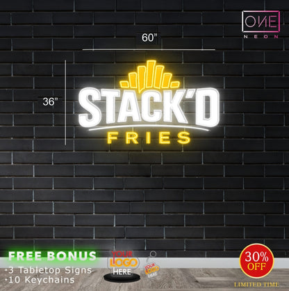 STACK'D FRIES | Led Neon Sign  (outdoors)