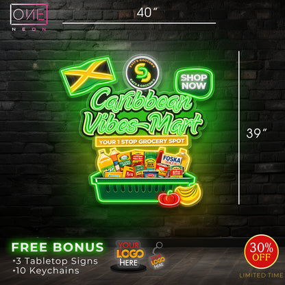 CARIBBEAN VIBES MART | Led Neon Sign (OUTDOORS)