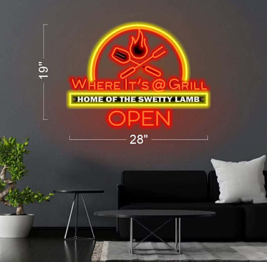 WHERE IT'S @ GRILL | LED Neon Sign (Waterproof sign)