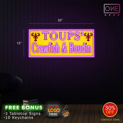 TOUPS' CRAWFISH & TOUDIN | Led Neon Sign