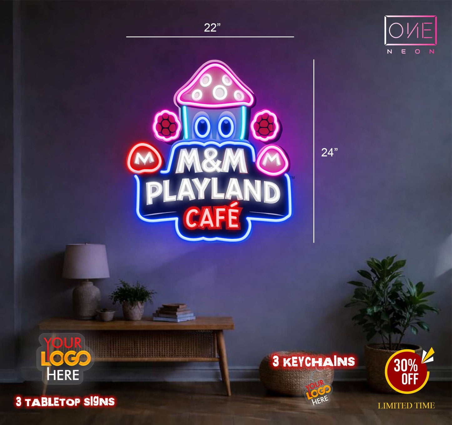 M&M Playland cafe | Led Neon Sign