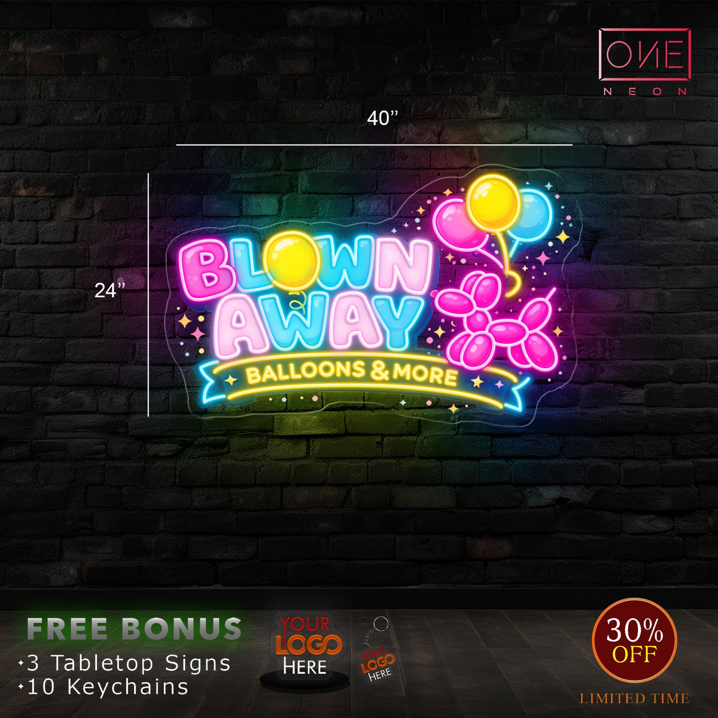 BLOWN AWAY BALLOONS & MORE | LED Neon Sign (INDOOR)