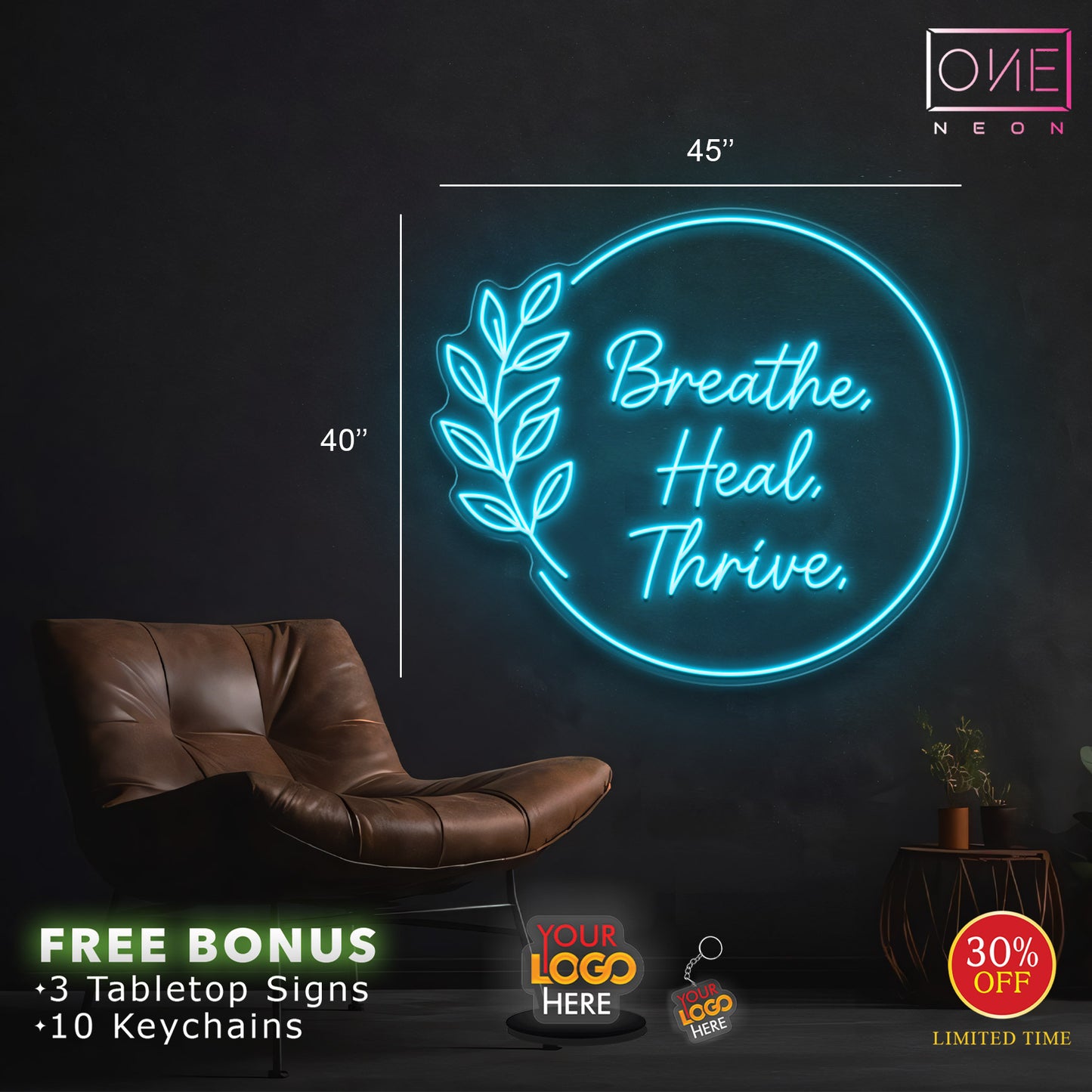 BREATHE HEAL THRIVE | LED Neon Sign