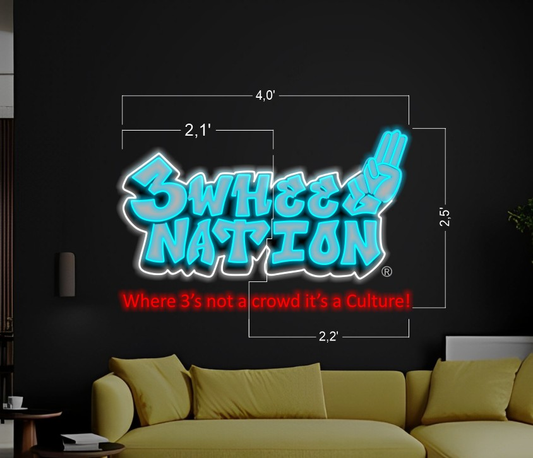 3WHEES NATION where 3's not a crowd it's a culture | Led Neon Sign