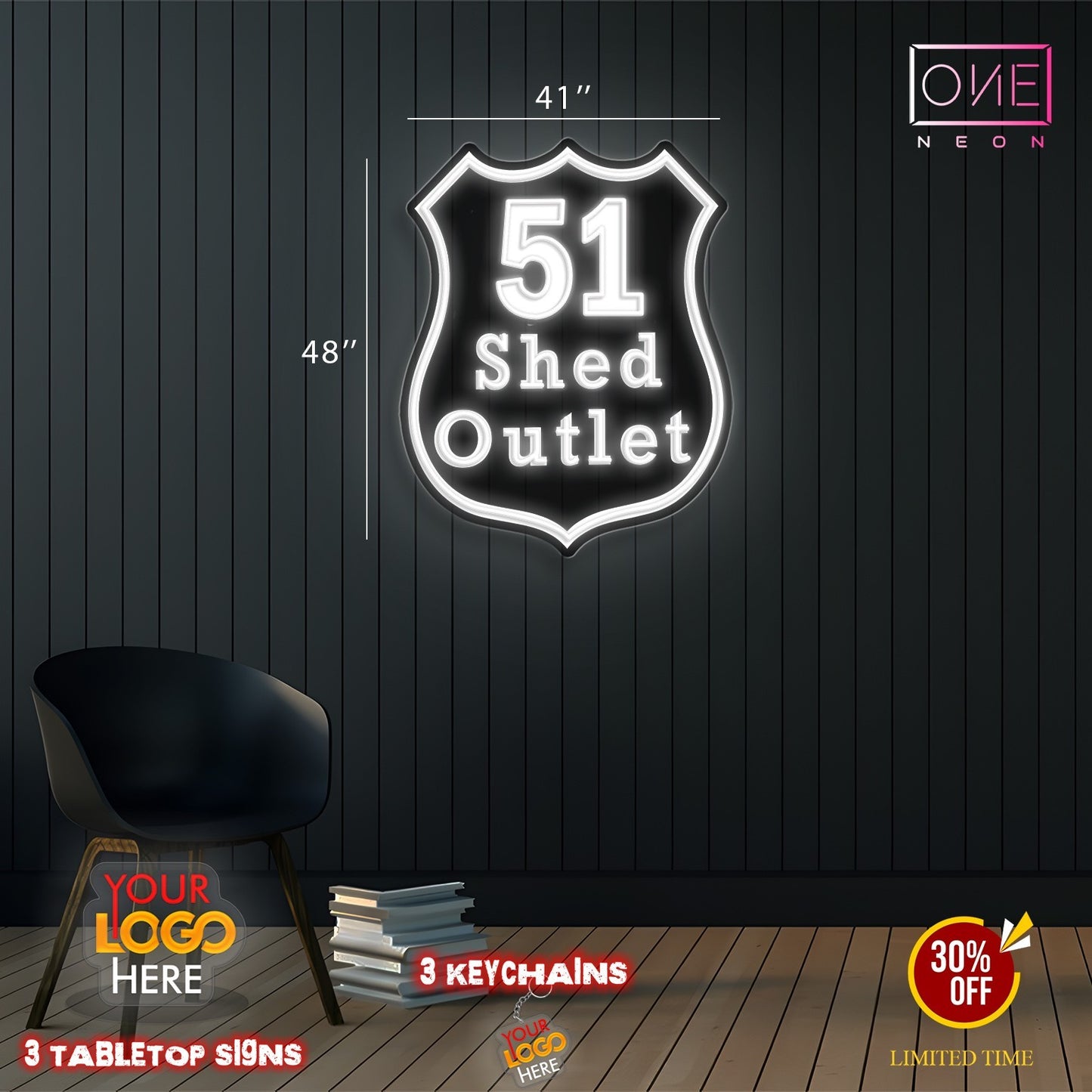 51 shed outlet | LED Neon Sign (2sides + waterproof option)