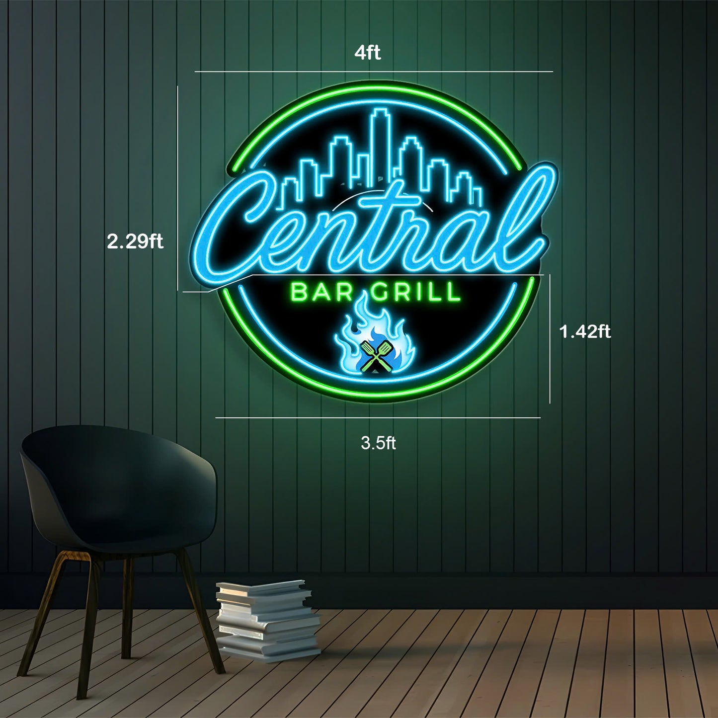 Central Bar Grill & Uny's Event Center | 2 Led Neon Signs