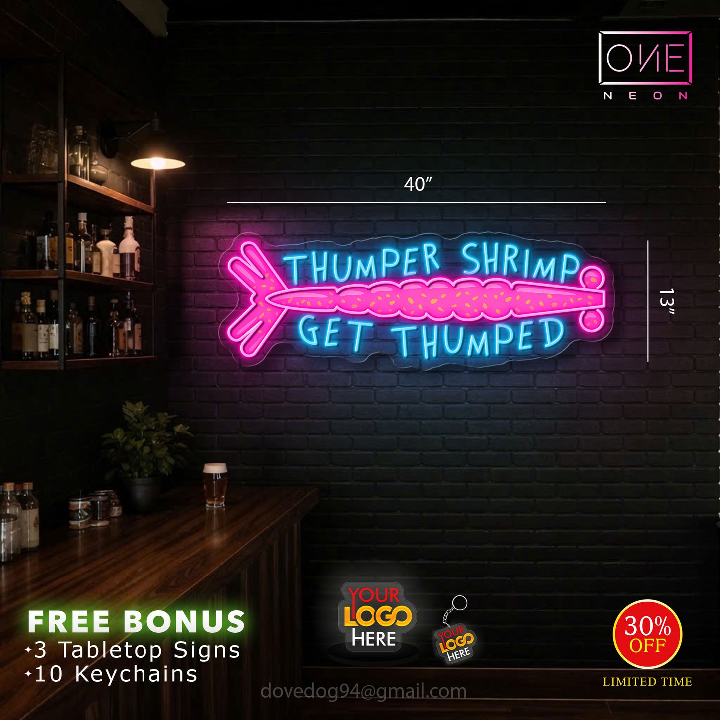 THUMPER SHRIMP GET THUMPED | Led Neon Sign (INDOOR)