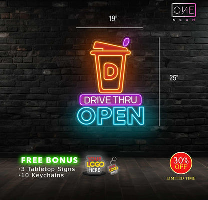 DRIVE THRU OPEN | Led Neon Sign (15 SIGNS)
