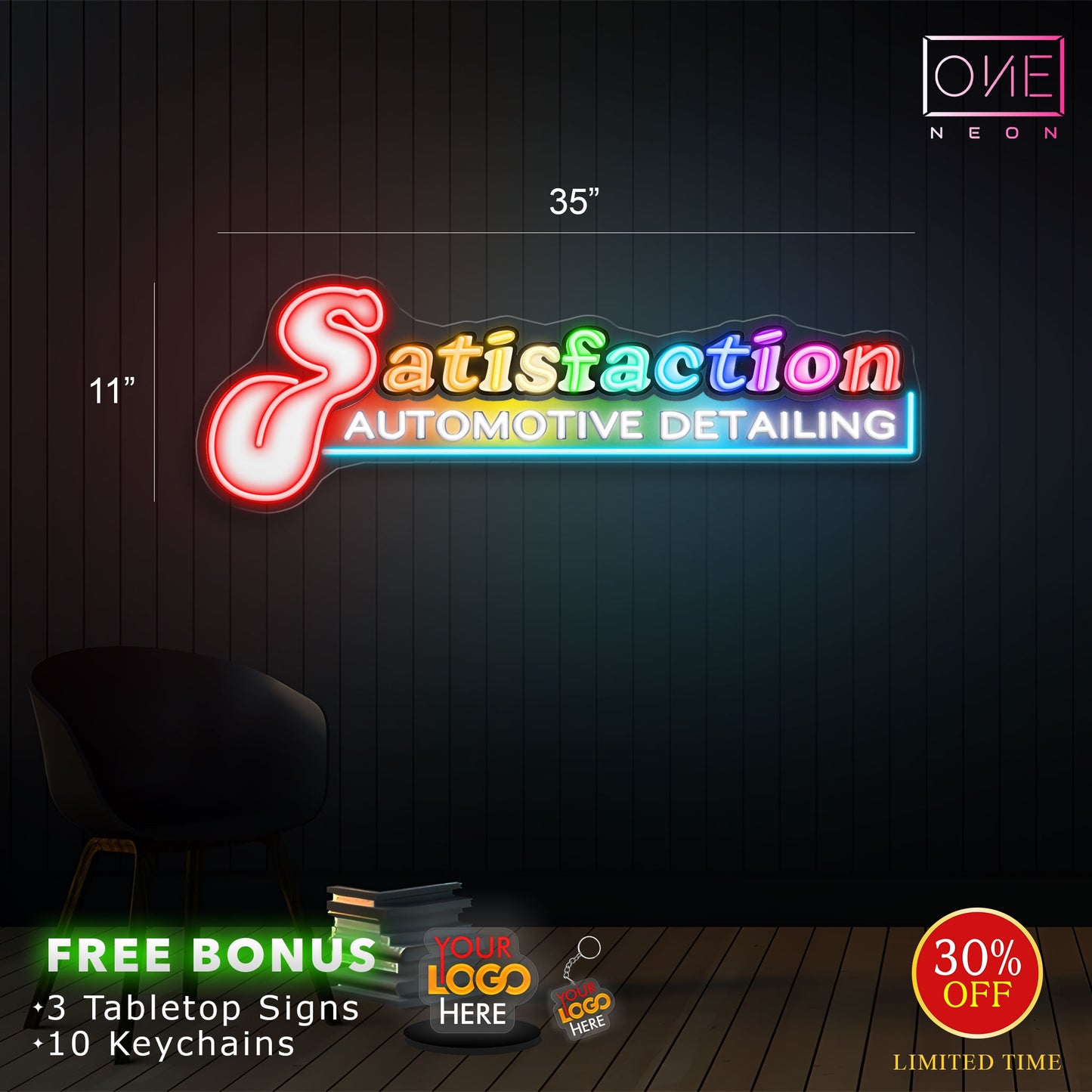 Satisfaction automotive detailing| Led Neon Sign