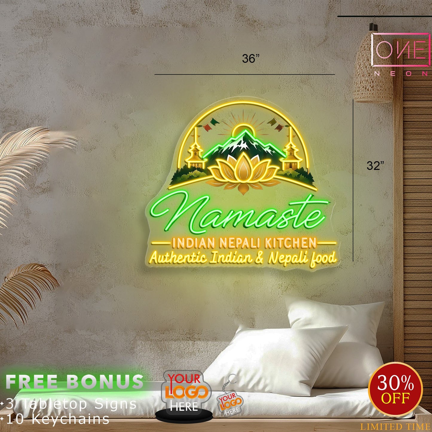 BOWL & ROLL + Namaste  LED Neon Sign (2 signs)