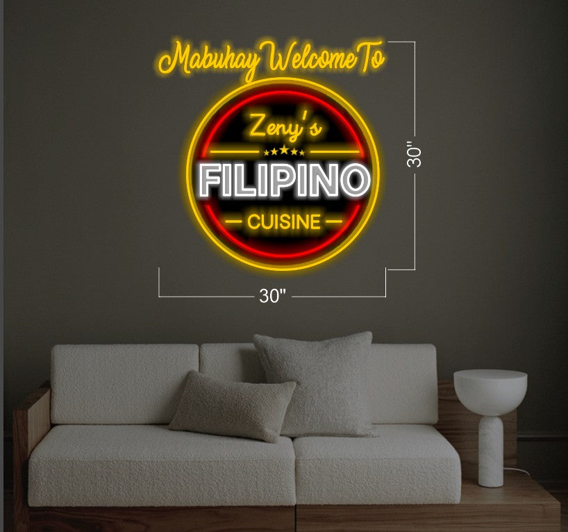 Mabuhay welcome to Zeny's Philipino cuisine | Led Neon Sign
