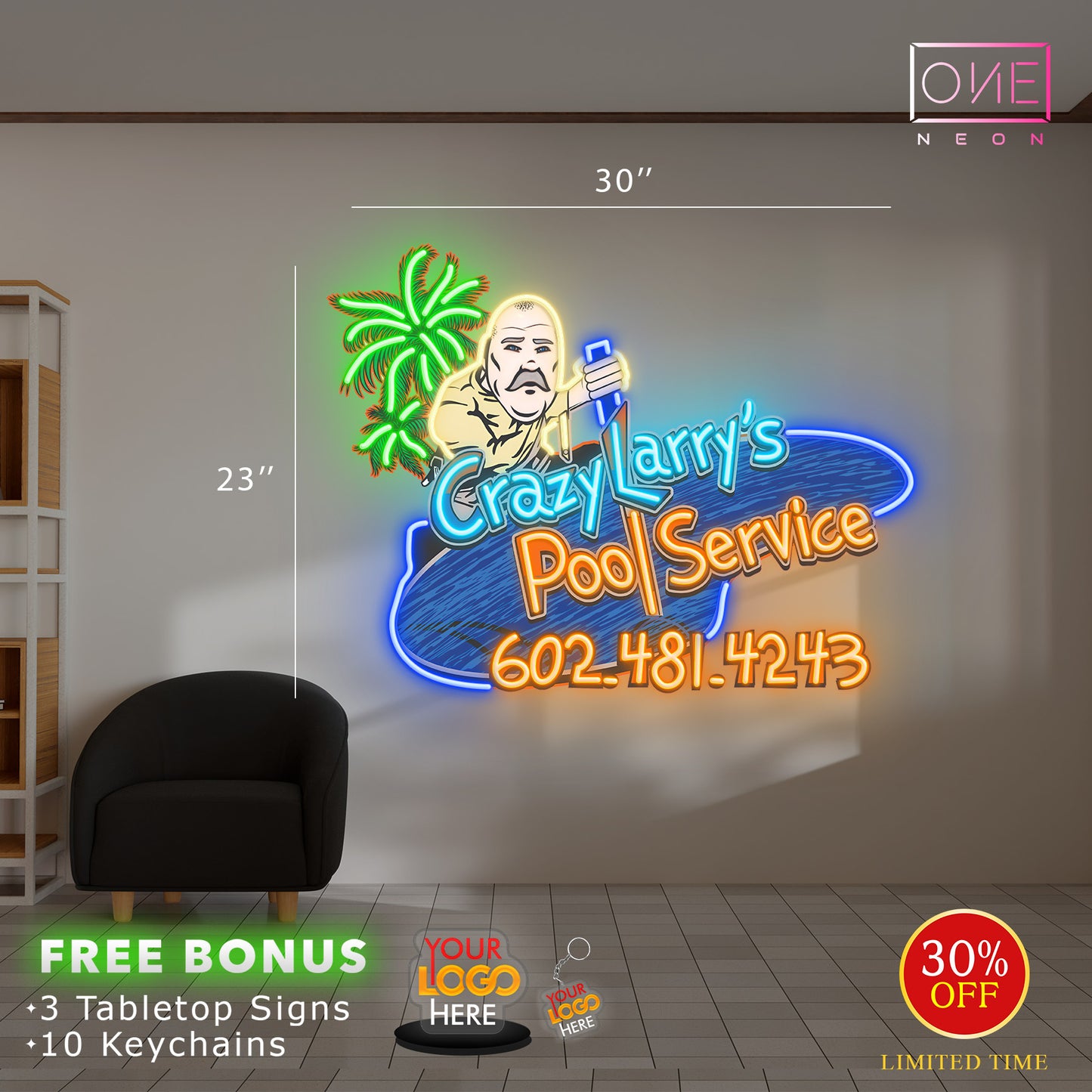 Crazy Larry's Pool Service | Led Neon Sign
