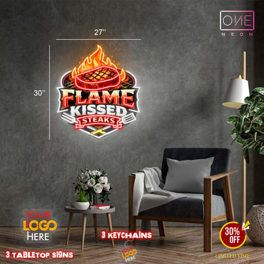 Barbecue, Flame Kissed Steaks, Tender Chicken, and Succulent Pork | 4 Led Neon Signs