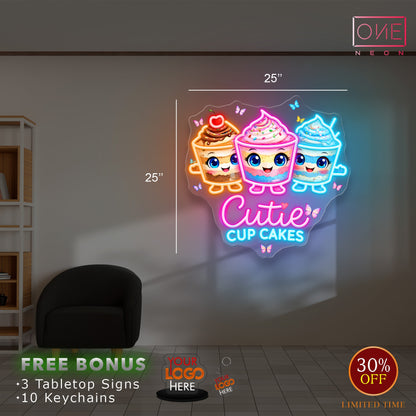 Cutie Cup Cakes | Led Neon Sign (waterproof option)