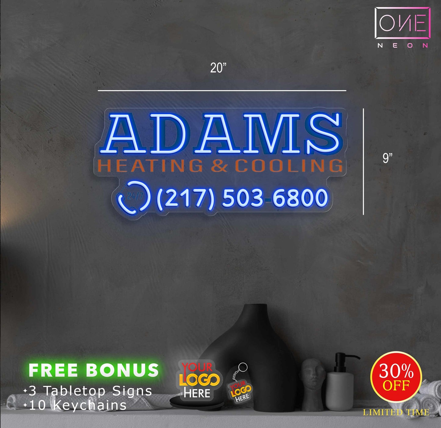 ADAMS HEATING & COOLING | LED Neon Sign