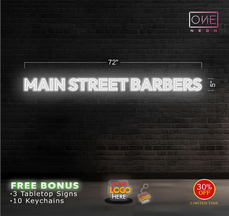 MAIN STREET BARBERS | LED Neon Sign (INDOOR)