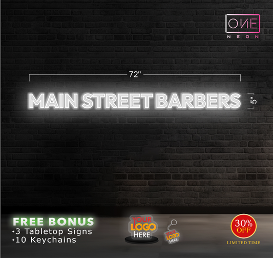 MAIN STREET BARBERS | LED Neon Sign (INDOOR)