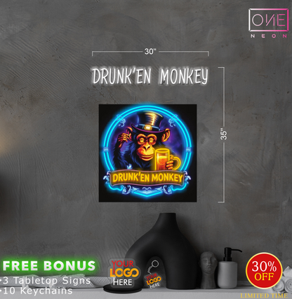 DRUNK'EN MONKEY| Led Neon Sign