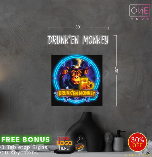 DRUNK'EN MONKEY| Led Neon Sign