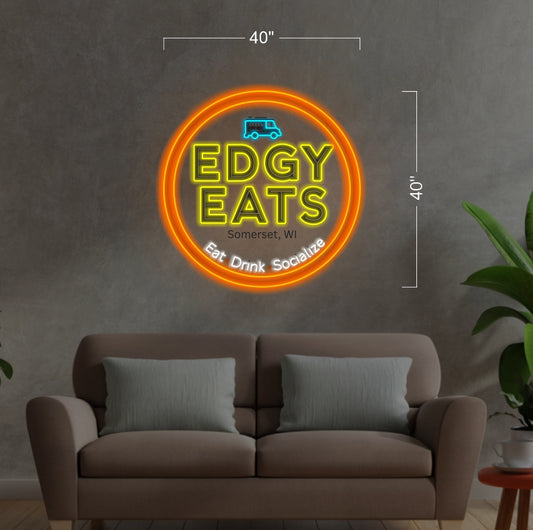 EDGY EATS SOMERSET, WI EAT DRINK SOCIALIZE | LED Neon Sign (outdoors)