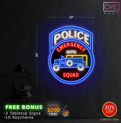 POLICE EMERGENCY SQUAD NYPD | Led Neon Sign (2 signs)
