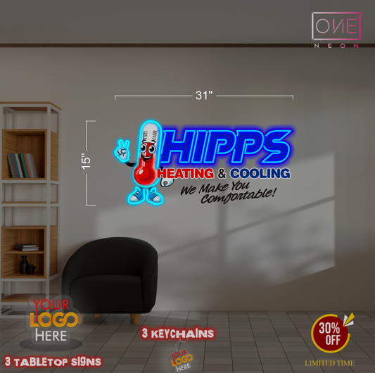 HIPPS Heating $ Cool | LED Neon Sign