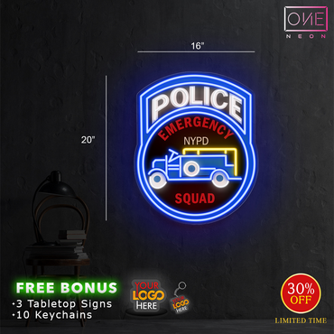 POLICE EMERGENCY SQUAD NYPD | Led Neon Sign (2 signs)