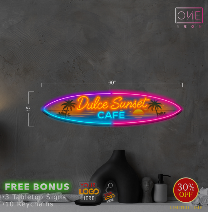 Dulce Sunset Cafe | Led Neon Sign (OUTDOOR)