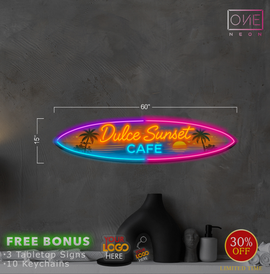 Dulce Sunset Cafe | Led Neon Sign (OUTDOOR)