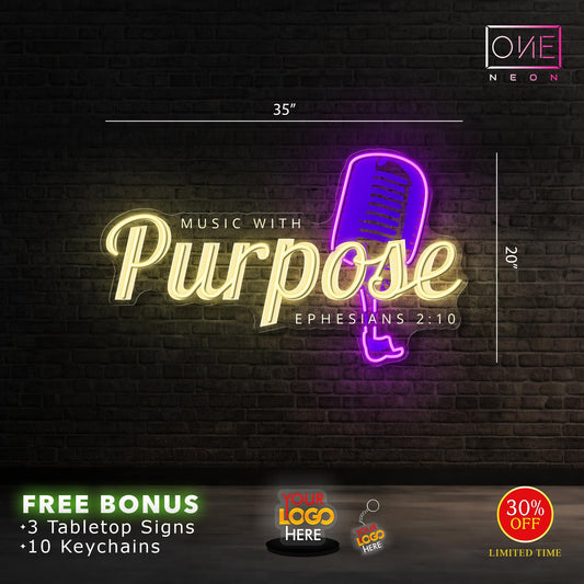 PURPOSE  MUSIC WITH EPHESIANS 2:10 | Led Neon Sign