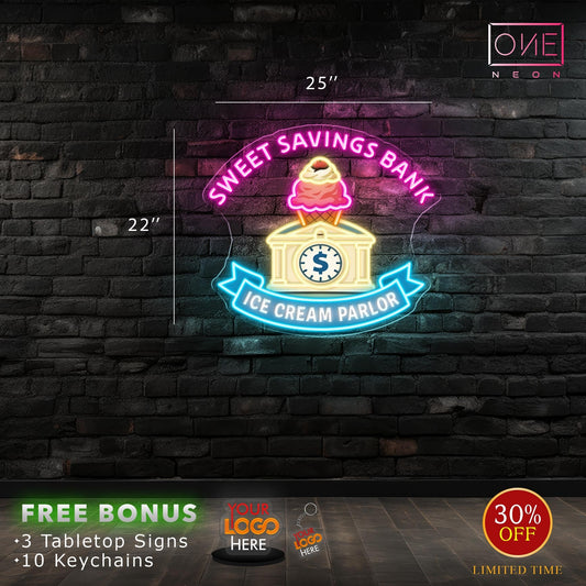 Sweet saving bank ice cream parlor | Led Neon Sign