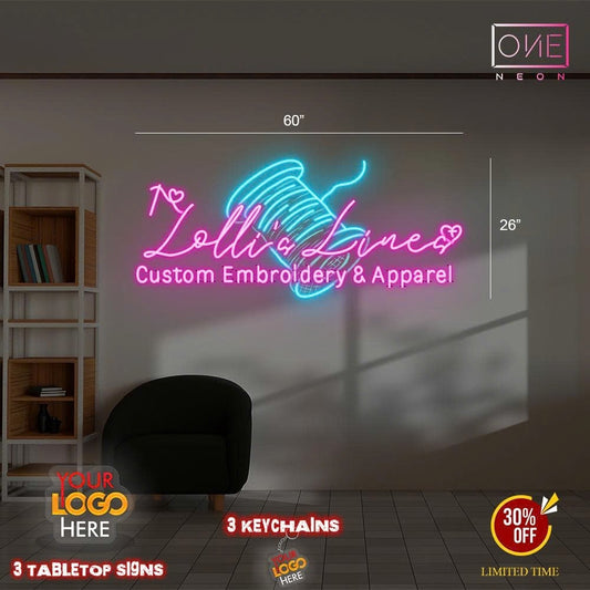 Lolli's lines custom emproidery & apparel (outdoor sign) | Led Neon Sign