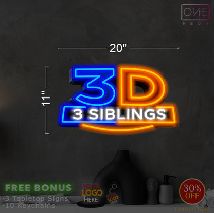 3D 3 SIBLING | LED Neon Sign