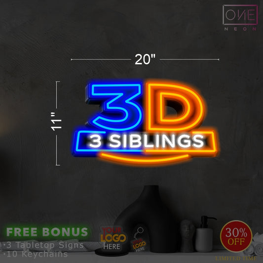 3D 3 SIBLING | LED Neon Sign