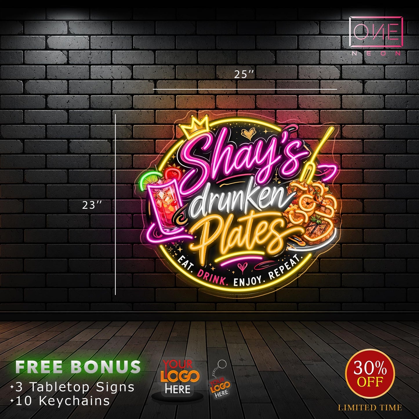 Shay's drunken plates| Led Neon Sign