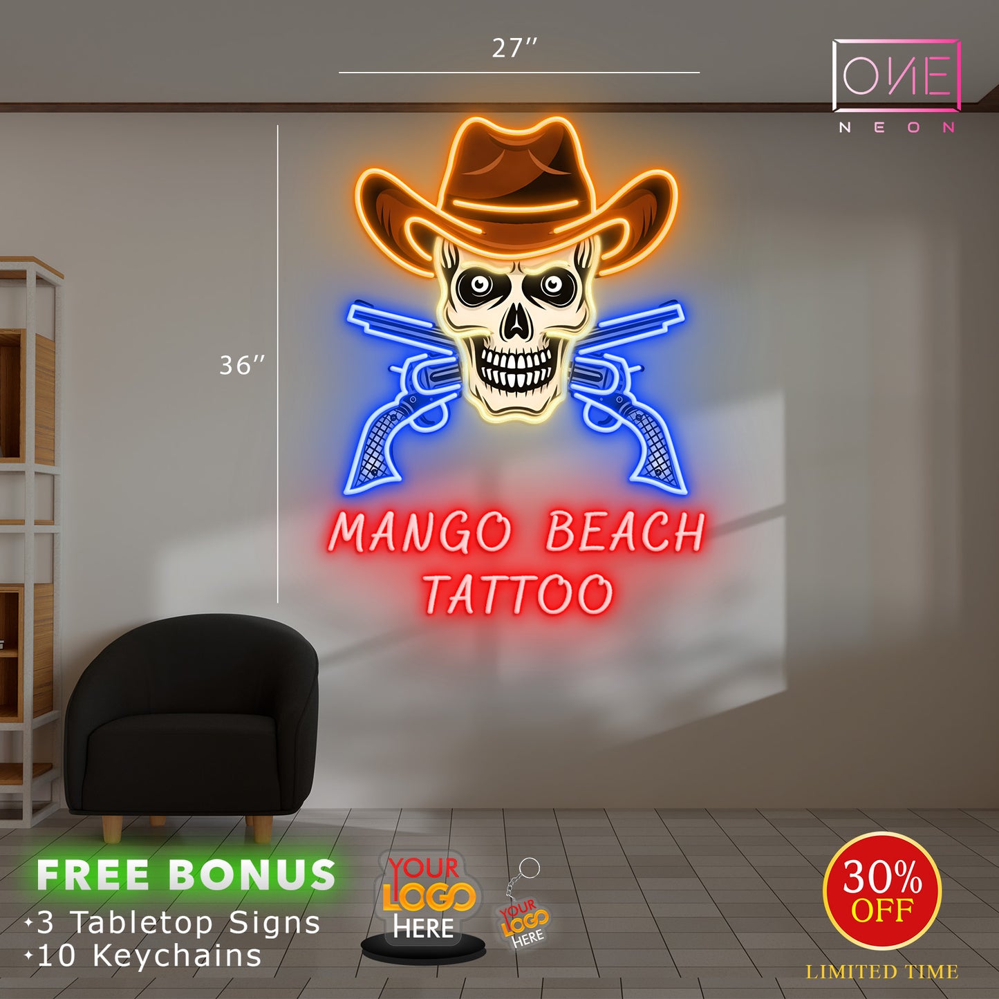 MANGO BEACH TATTOO | Led Neon Sign (INDOOR) (2 signs)