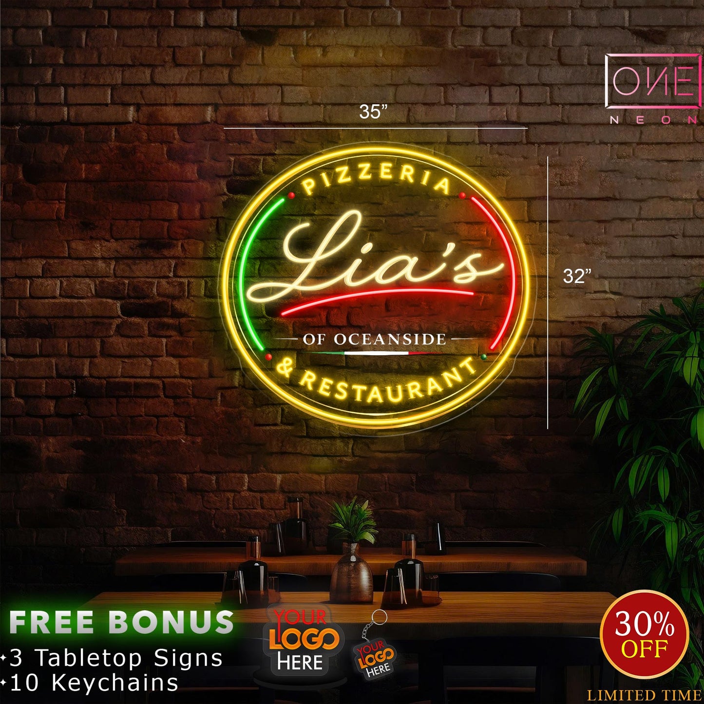 Lia's Pizzeria & Restaurant | Led Neon Sign