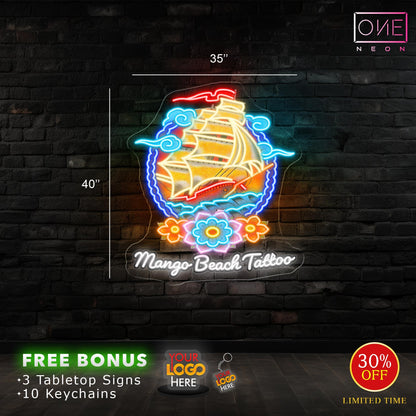 MANGO BEACH TATTOO (3 signs)| LED Neon Sign (INDOOR)