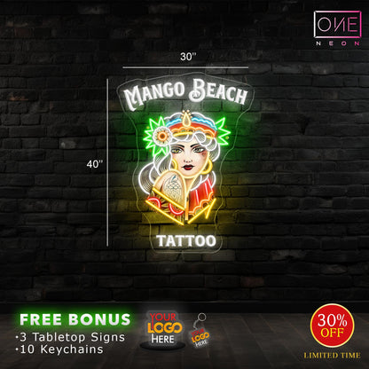 MANGO BEACH TATTOO (3 signs)| LED Neon Sign (INDOOR)