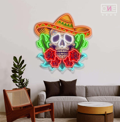 Calavera Skull Sugar Artwork Led Neon Sign