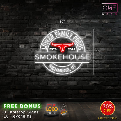 LOWER PACKING CO & SMOKE HOUSE & LOWER FAMILY FOODS & DOUBLE L | Led Neon Sign (4 SIGNS)
