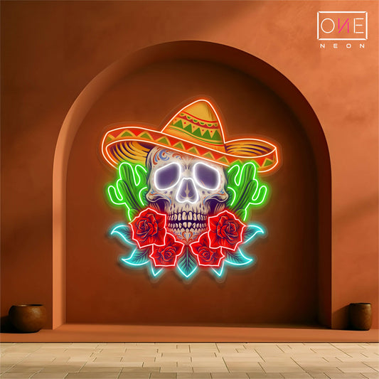 Calavera Skull Sugar Artwork Led Neon Sign