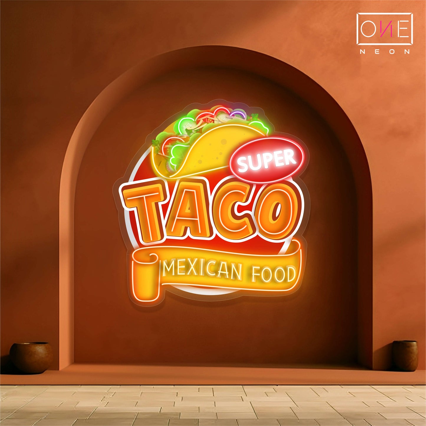 Super Taco Mexican Food Artwork Led Neon Sign